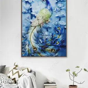 Tranh Treo Tường Canvas Con Công Xanh Dương - DECORNOW T48