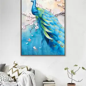 Tranh Treo Tường Canvas Con Công Xanh Dương - DECORNOW T9
