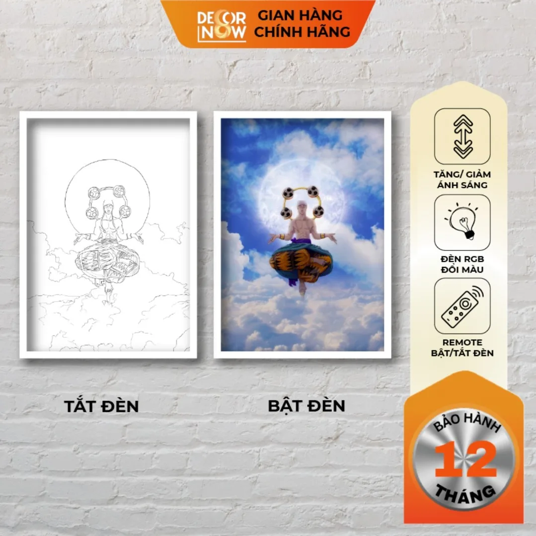 Tranh Bật Đèn, Tranh Quang Chiếu Enel- Thần Sấm Sét DECORNOW DCN-QC14 1 Tranh quang chiếu Enel vị thần sấm sét phim one piece