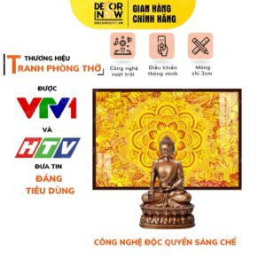 Tranh trúc chỉ in ngang họa tiết Mandala hoa sen TC307