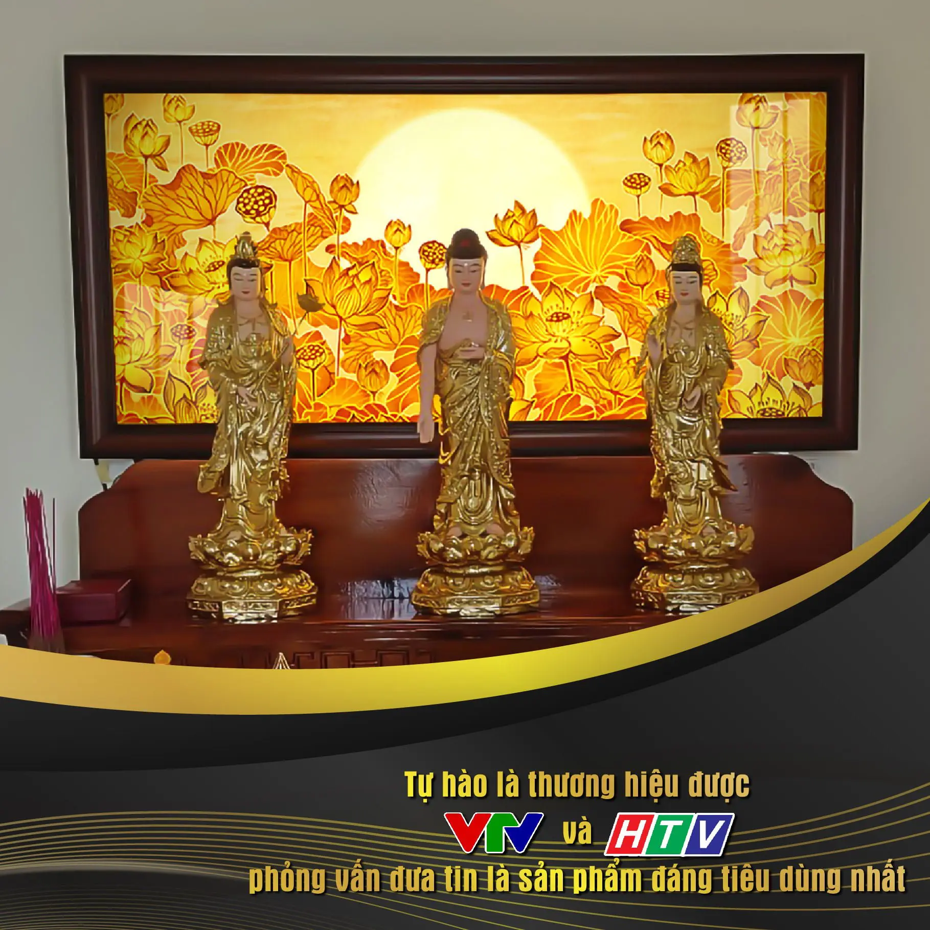 Tranh Trúc Chỉ In Ngang Phật Họa Tiết Hoa Sen Tia Trời DECORNOW DCN-TC101 3 2 1
