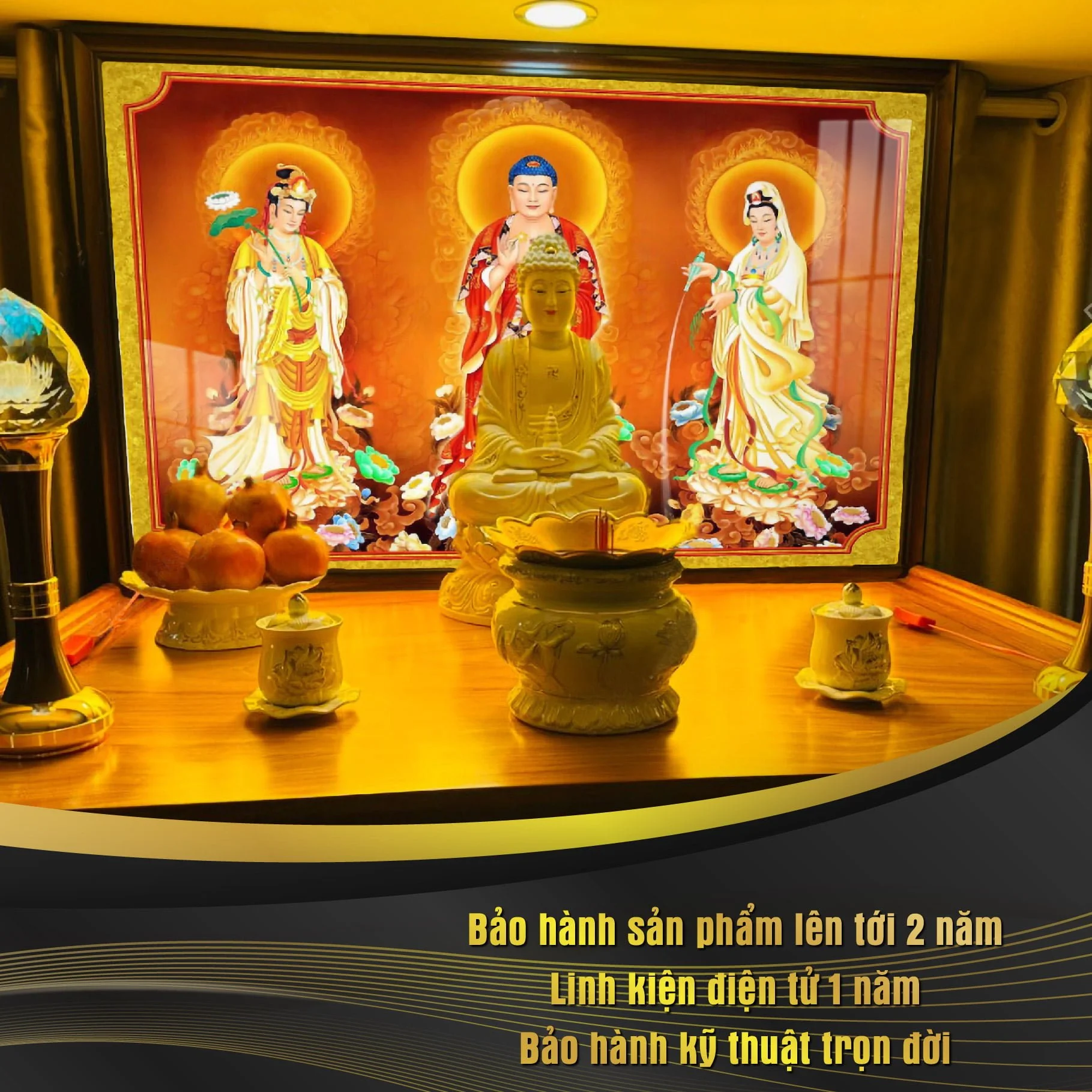 Tranh Đèn Hiện Đại In Ngang Họa Tiết Tam Thế Phật DecorNow HD73 3 2