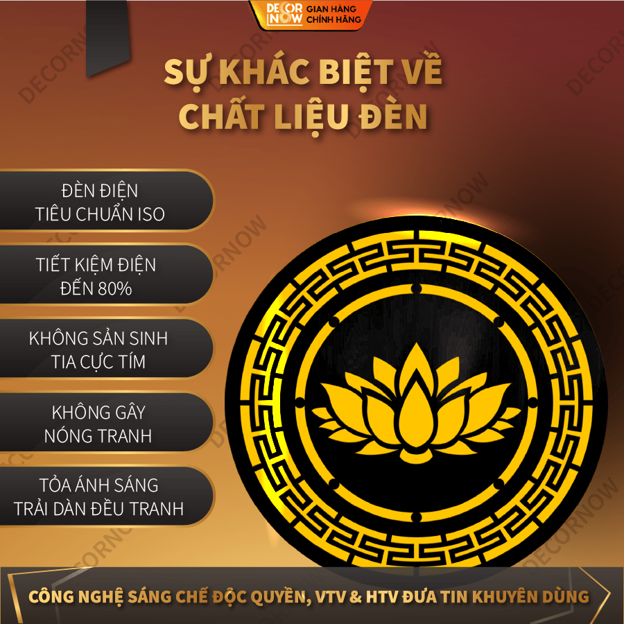 Top 10 Tranh Hào Quang CNC Bán Chạy Nhất Decornow 18 Sự khác biệt về chất liệu đèn.