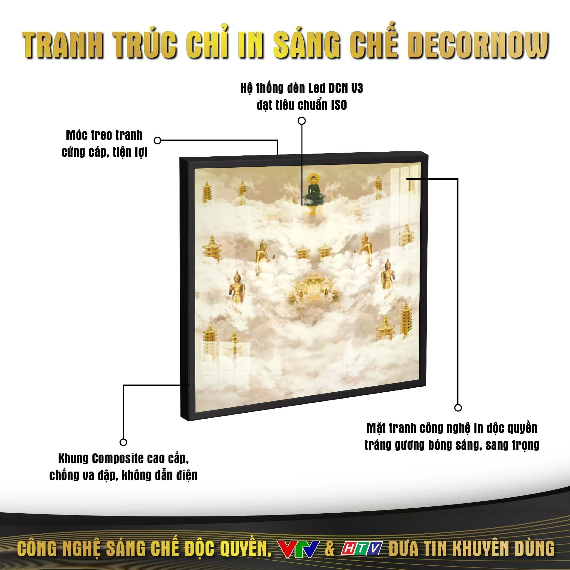 Tranh Đèn Hiện Đại In Ngang Họa Tiết Tam Thế Phật DecorNow HD73 5 4