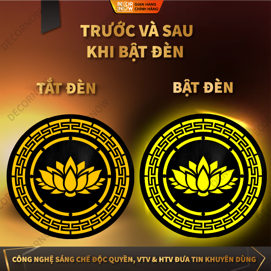 Top 10 Tranh Hào Quang CNC Bán Chạy Nhất Decornow 20 Tranh trước và sau khi bật đèn