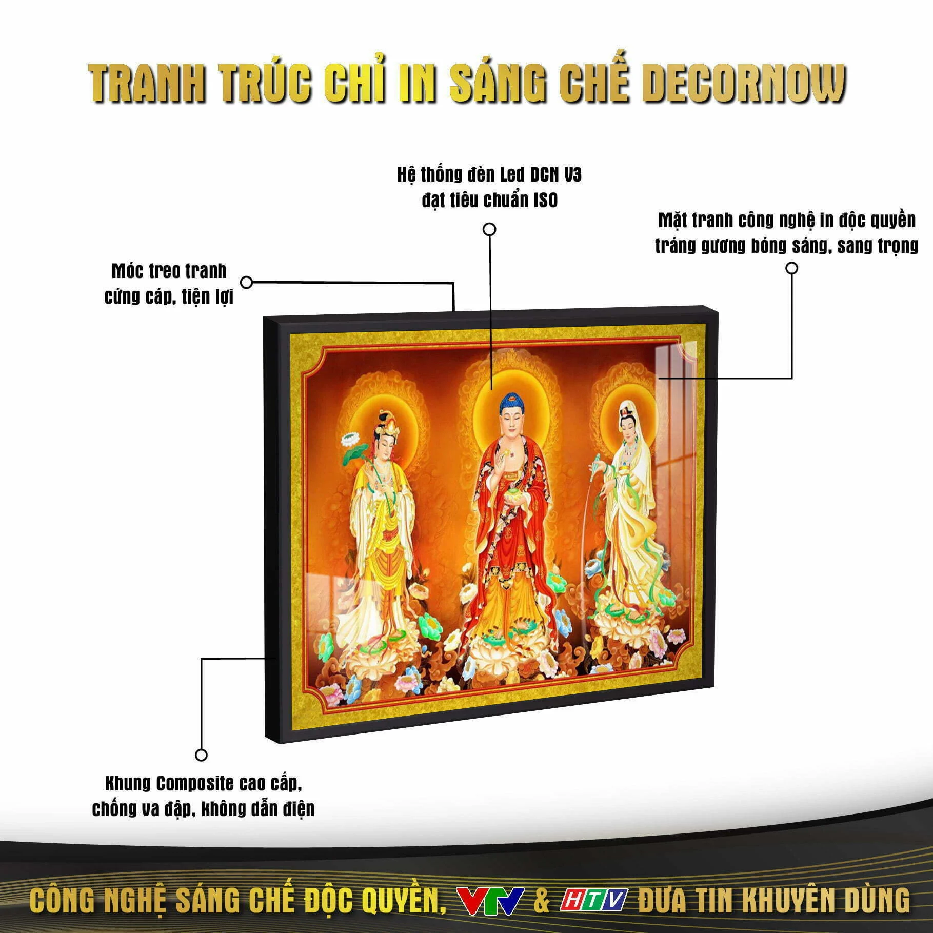 Tranh Đèn Hiện Đại In Ngang Họa Tiết Tam Thế Phật DecorNow HD73 7 Chat luong khung tranh tam the phat