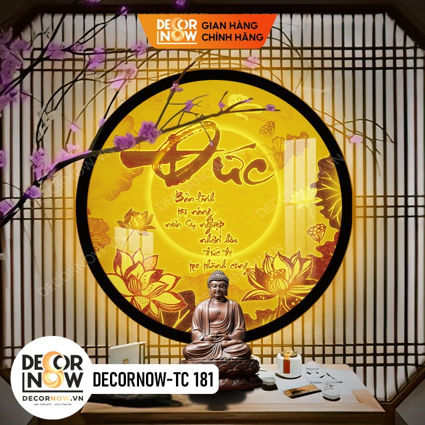 Top 10 Mẫu Tranh Trúc Chỉ Tròn Bán Chạy Nhất DecorNow 7 Tranh Trúc Chỉ In Đèn Hào Quang Chữ Thư Pháp DECORNOW DCN TC181