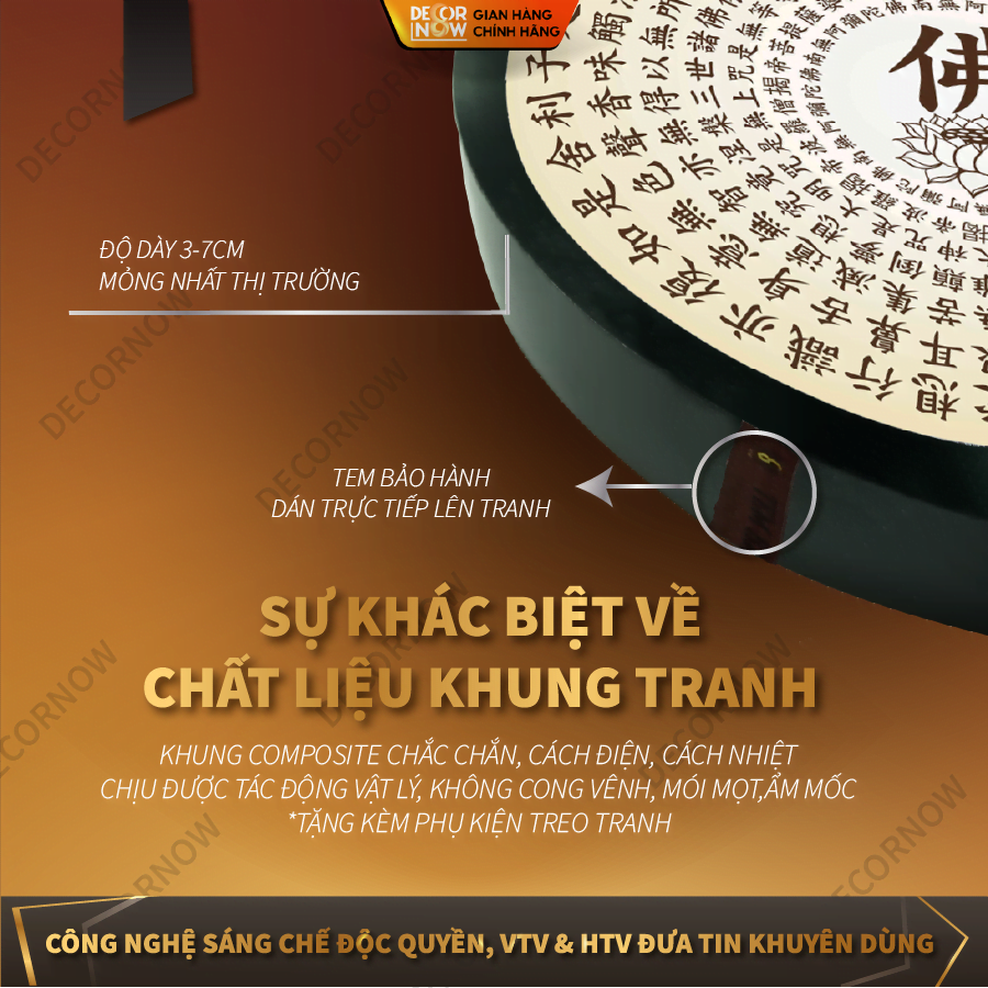 4 mẫu đèn hào quang Bát Nhã Tâm Kinh hợp mệnh thu hút tài lộc và may mắn 14 Độ dày và tem bảo hành