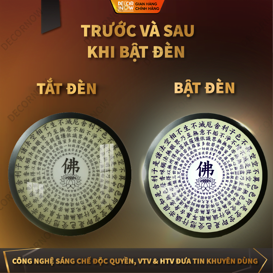 4 mẫu đèn hào quang Bát Nhã Tâm Kinh hợp mệnh thu hút tài lộc và may mắn 16 Trước và sau khi bật đèn