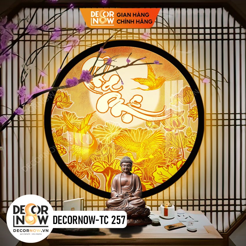 Top 10 Mẫu Tranh Trúc Chỉ Tròn Bán Chạy Nhất DecorNow 4 Tranh Trúc Chỉ In Đèn Hào Quang Chữ Thư Pháp DECORNOW DCN TC257