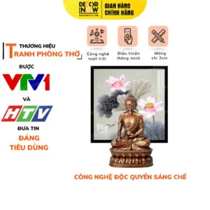 Tranh Đèn Hiện Đại In Vuông Họa Tiết Hoa Sen DECORNOW DCN-HD452