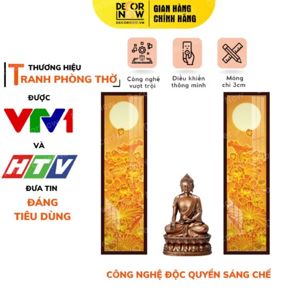 Tranh Trúc Chỉ In Đối Họa Tiết Sen Trăng DECORNOW DCN-TC444