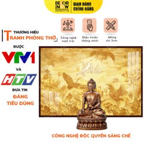 Tranh Trúc Chỉ In Ngang Họa Tiết Chữ Thư Pháp Phúc DECORNOW DCN-TC456