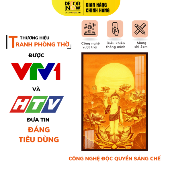 Tranh Trúc Chỉ In Đứng Phật Đản Sanh DECORNOW DCN-TC462