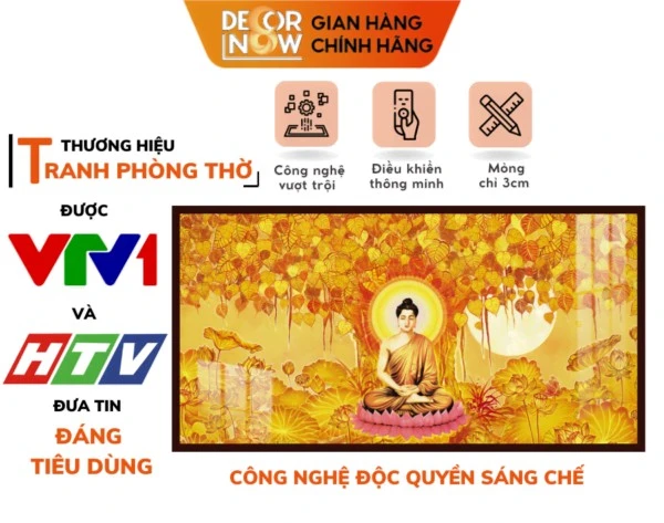 Tranh trúc chỉ ngang in hình Phật Thích Ca Mâu Ni DECORNOW DCN-TC421