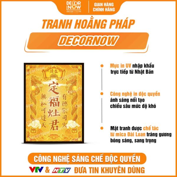 Bề mặt bài vị Táo Quân chữ Hán khảm vàng DecorNow TC430