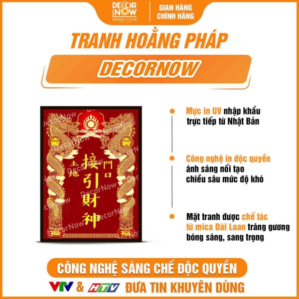 Bề mặt bài vị Thần Tài Thổ Địa Thổ Công chữ Hán DecorNow TC437