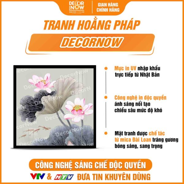 Bề mặt tranh đèn hiện đại in vuông hoa sen DecorNow HD452