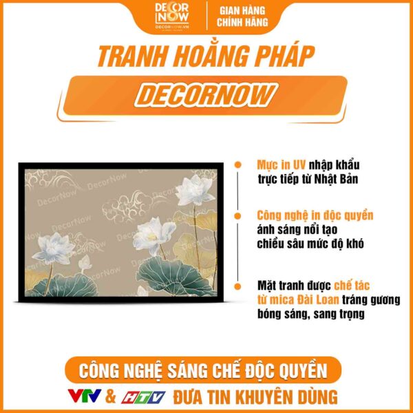 Bề mặt tranh đèn hiện đại treo tường in ngang sen mây DecorNow HD440