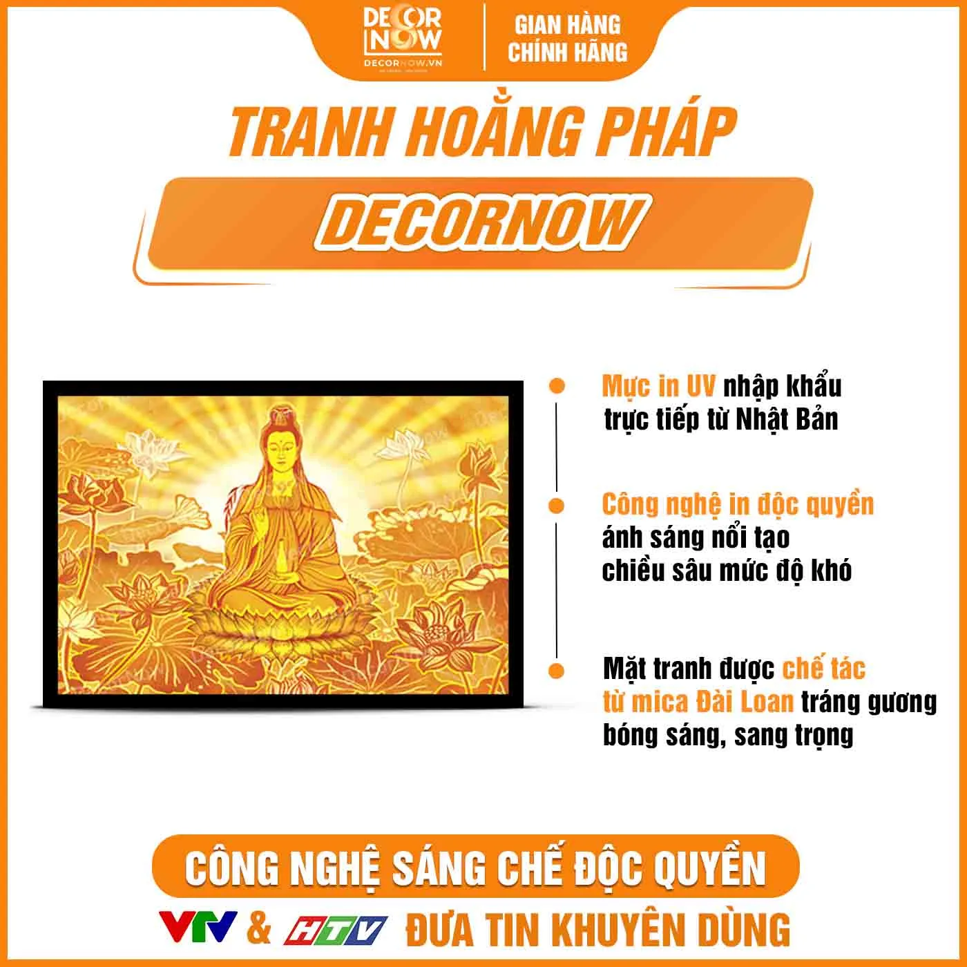 Tranh Trúc Chỉ In Ngang Hình Phật Quan Thế Âm Bồ Tát DecorNow TC450 19 Bề mặt tranh trúc chỉ in ngang hình Quan Thế Âm Bồ Tát DecorNow TC450