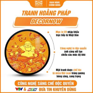 Bề mặt tranh trúc chỉ in tròn hình Phật Di Lặc DecorNow TC448