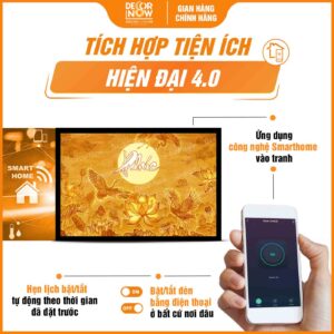 Công nghệ Smarthome trong tranh trúc chỉ in ngang chữ thư pháp Phúc DecorNow TC456