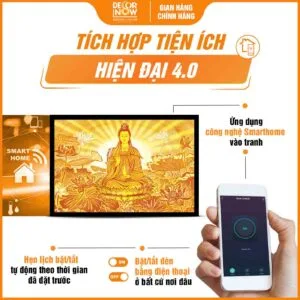 Tranh Trúc Chỉ In Ngang Hình Phật Quan Thế Âm Bồ Tát DecorNow TC450 14 Công nghệ Smarthome trong tranh trúc chỉ in ngang hình Quan Thế Âm Bồ Tát DecorNow TC450