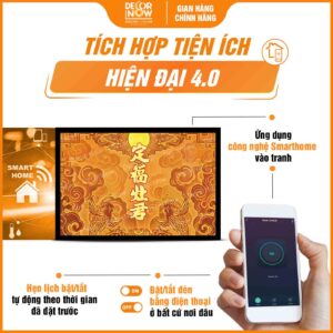 Công nghệ Smarthome trong tranh trúc chỉ in ngang ông Táo Quân chữ Hán TC463 DecorNow