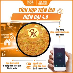 Công nghệ Smarthome trong tranh trúc chỉ tròn hoa sen chữ Phúc TC451