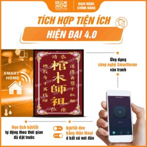 Công nghệ trong bài vị Cửu Huyền Thất Tổ chữ Hán màu đỏ DecorNow TC445