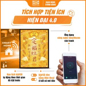 Công nghệ trong bài vị Táo Quân chữ Hán khảm vàng DecorNow TC430