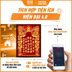 Công nghệ trong bài vị Thần Tài Thổ Địa chữ Hán nền đỏ DecorNow TC461