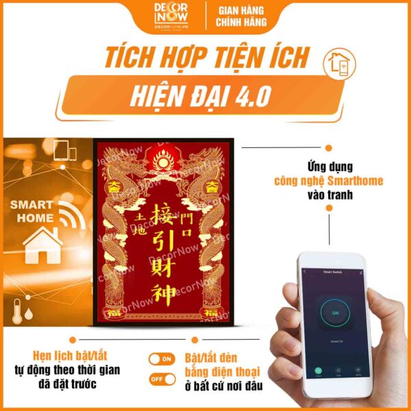 Công nghệ trong bài vị Thần Tài Thổ Địa Thổ Công chữ Hán DecorNow TC437