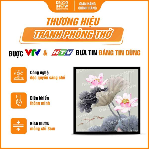 Giới thiệu chung về tranh đèn hiện đại in vuông hoa sen DecorNow HD452