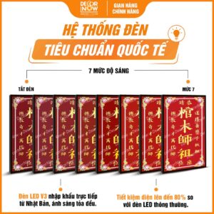 Hệ thống đèn bài vị Cửu Huyền Thất Tổ chữ Hán màu đỏ DecorNow TC445