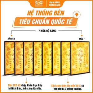 Hệ thống đèn bài vị Cửu Huyền Thất Tổ chữ Việt khảm vàng DecorNow TC429