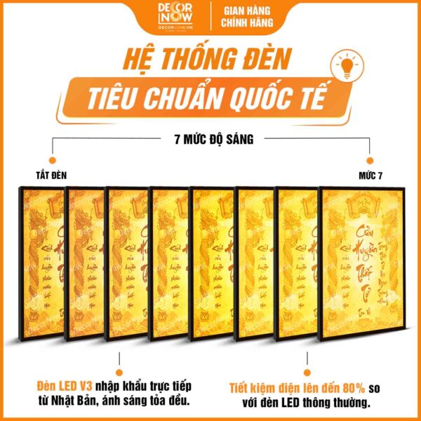 Hệ thống đèn bài vị Cửu Huyền Thất Tổ chữ Việt khảm vàng DecorNow TC429