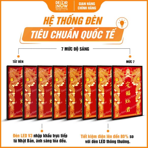 Hệ thống đèn bài vị Táo Quân ông Công ông Táo chữ Hán Nôm DecorNow TC436