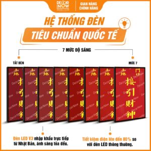 Hệ thống đèn bài vị Thần Tài Thổ Địa chữ Hán màu đỏ DecorNow TC446