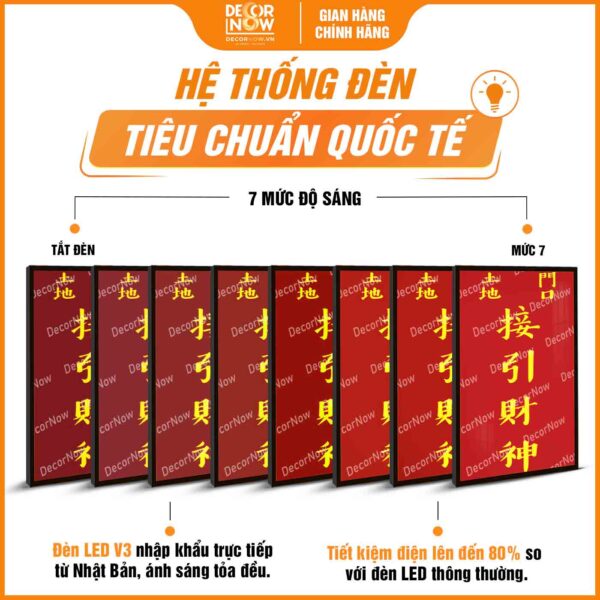 Hệ thống đèn bài vị Thần Tài Thổ Địa chữ Hán màu đỏ DecorNow TC446