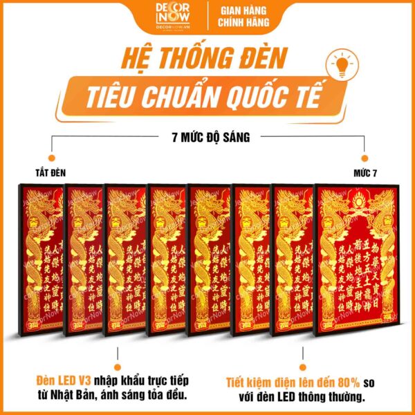 Hệ thống đèn bài vị Thần Tài Thổ Địa chữ Hán nền đỏ DecorNow TC461