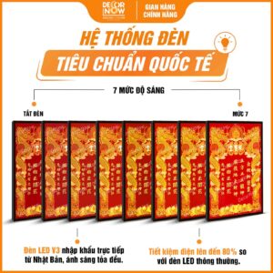 Hệ thống đèn bài vị Thần Tài Thổ Địa chữ Hán Nôm DecorNow TC442