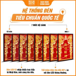 Hệ thống đèn bài vị Thần Tài Thổ Địa Thổ Công chữ Hán DecorNow TC437