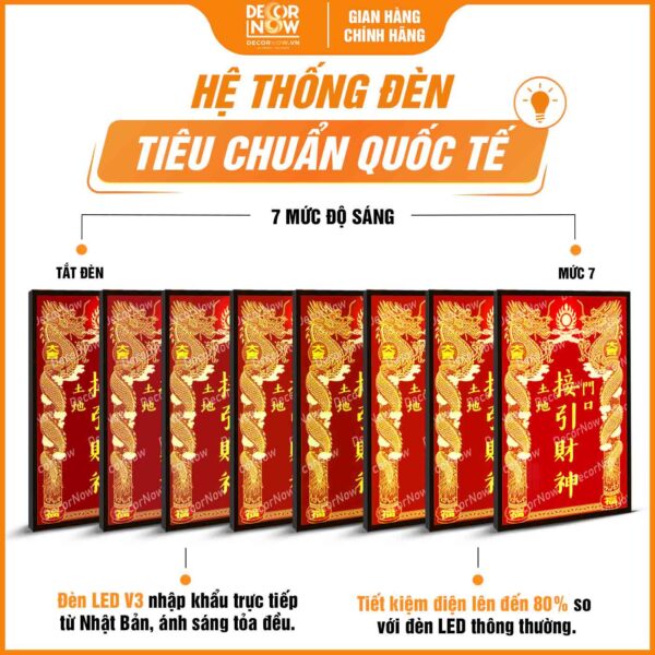 Hệ thống đèn bài vị Thần Tài Thổ Địa Thổ Công chữ Hán DecorNow TC437