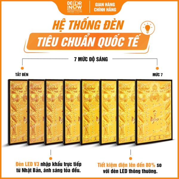 Hệ thống đèn bài vị Tổ Nghiệp chữ Việt khảm vàng DecorNow TC439