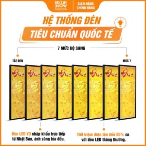 Hệ thống đèn trong tranh trúc chỉ in đối sen trăng DecorNow TC444