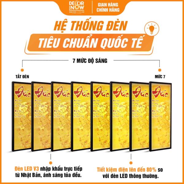 Hệ thống đèn trong tranh trúc chỉ in đối sen trăng DecorNow TC444