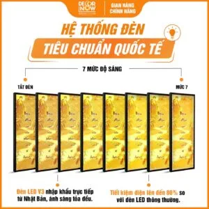 Hệ thống đèn trong tranh trúc chỉ in đối Phật và câu đối DecorNow TC427