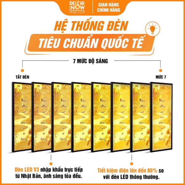 Hệ thống đèn trong tranh trúc chỉ in đối Phật và câu đối DecorNow TC427