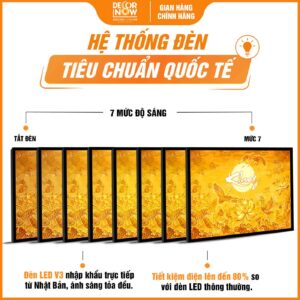 Hệ thống đèn trong tranh trúc chỉ in ngang chữ thư pháp Khang DecorNow TC457